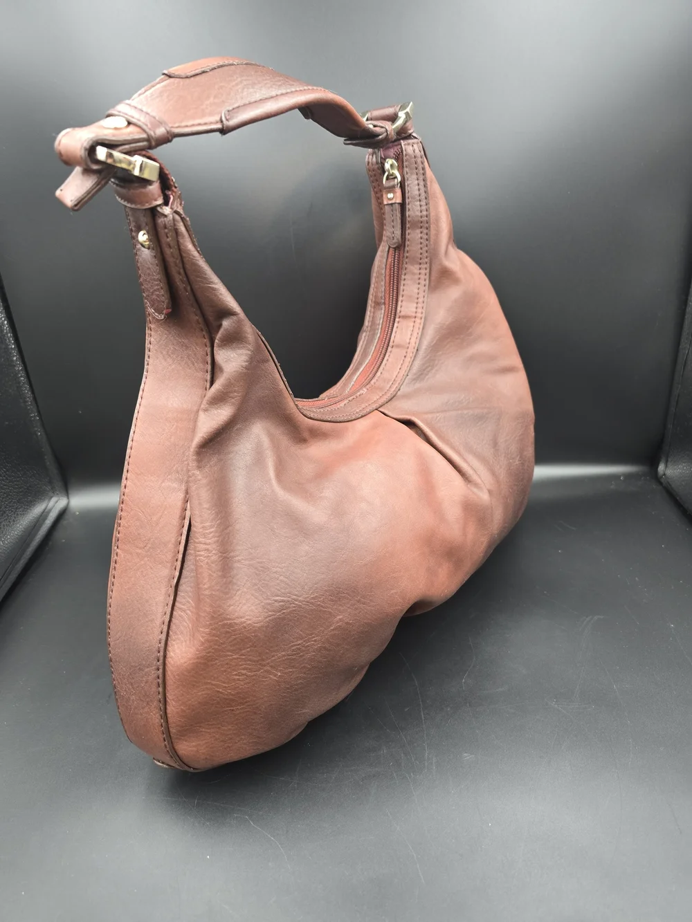 Liz Claiborne Chestnut Brown Leather Hobo Bag