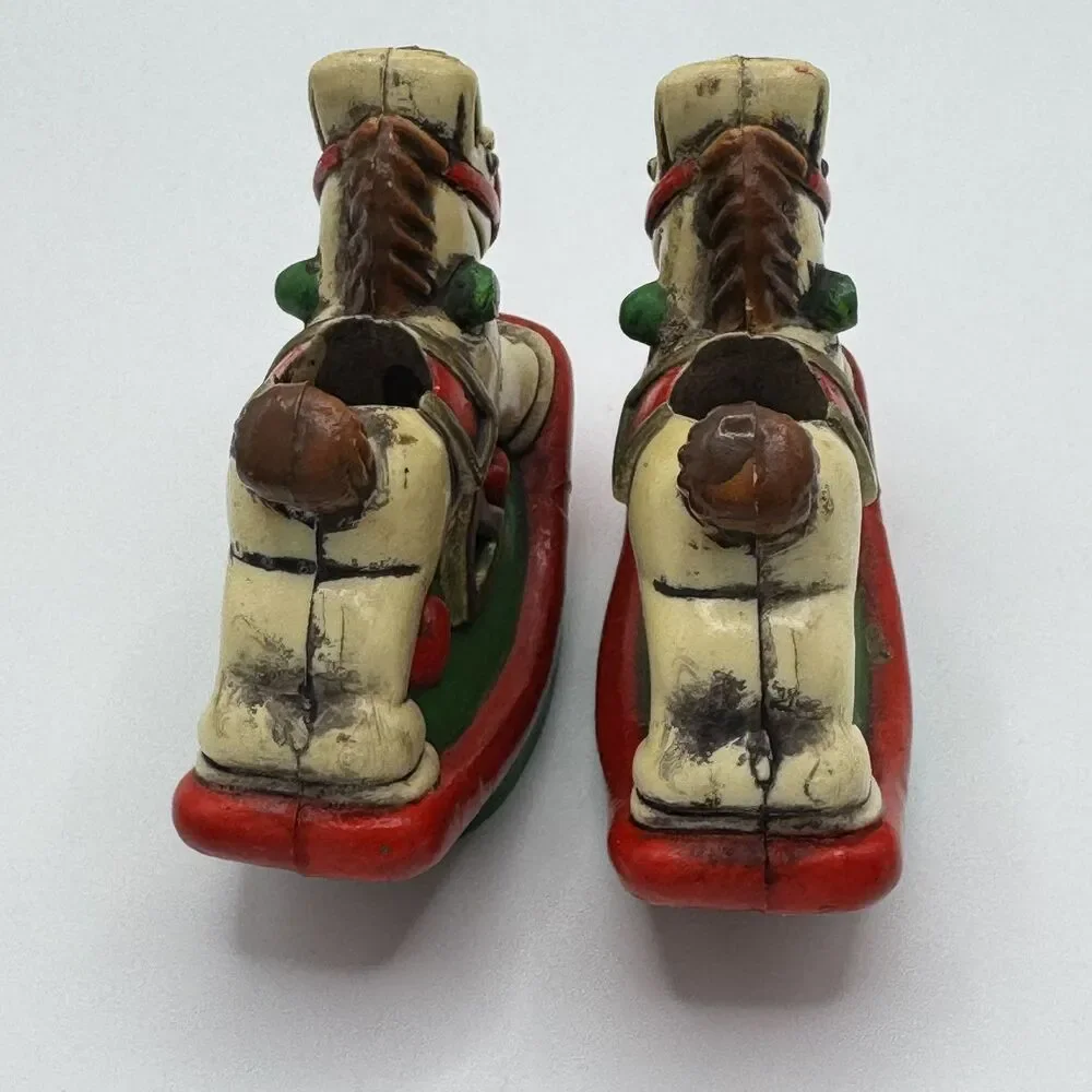Holiday Memories Rocking Horse Mini Candle Holders Set of 2 Vintage Christmas