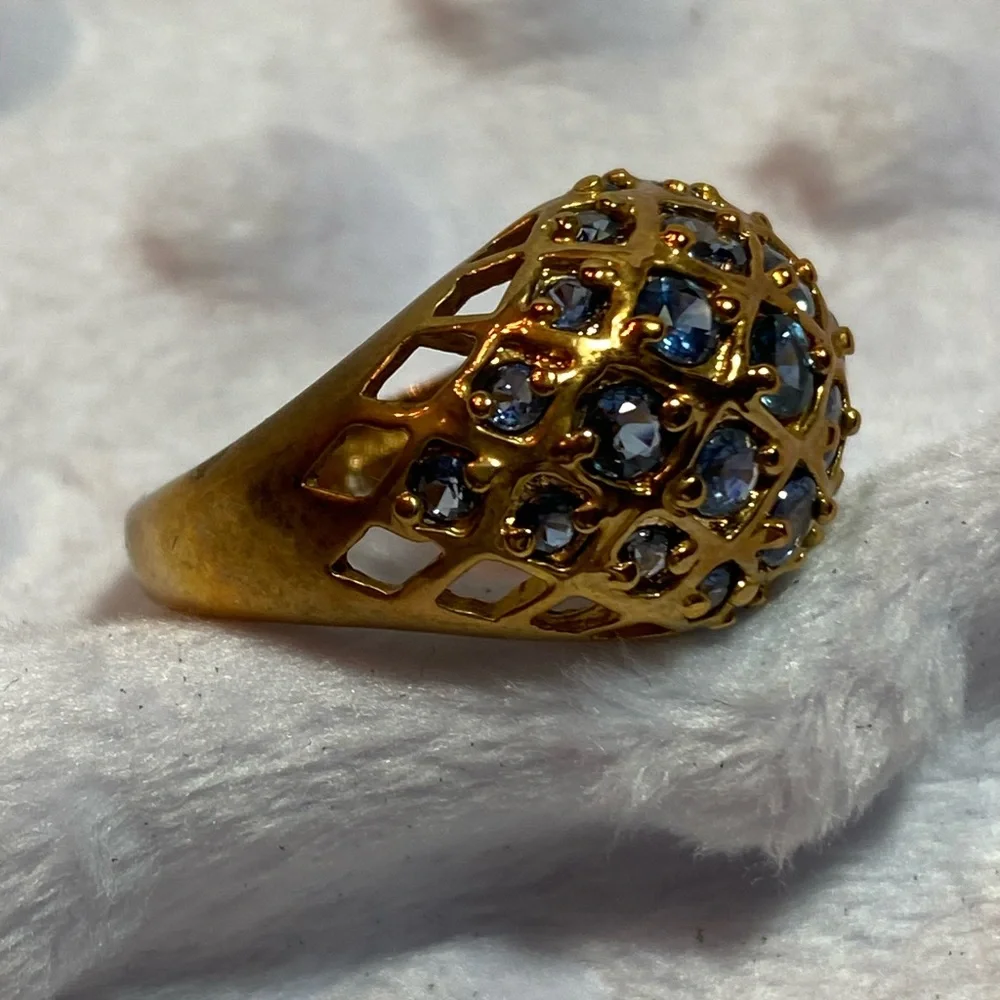 18 Karat Gold Plated Sterling Silver with Sapphires Technibond Ring