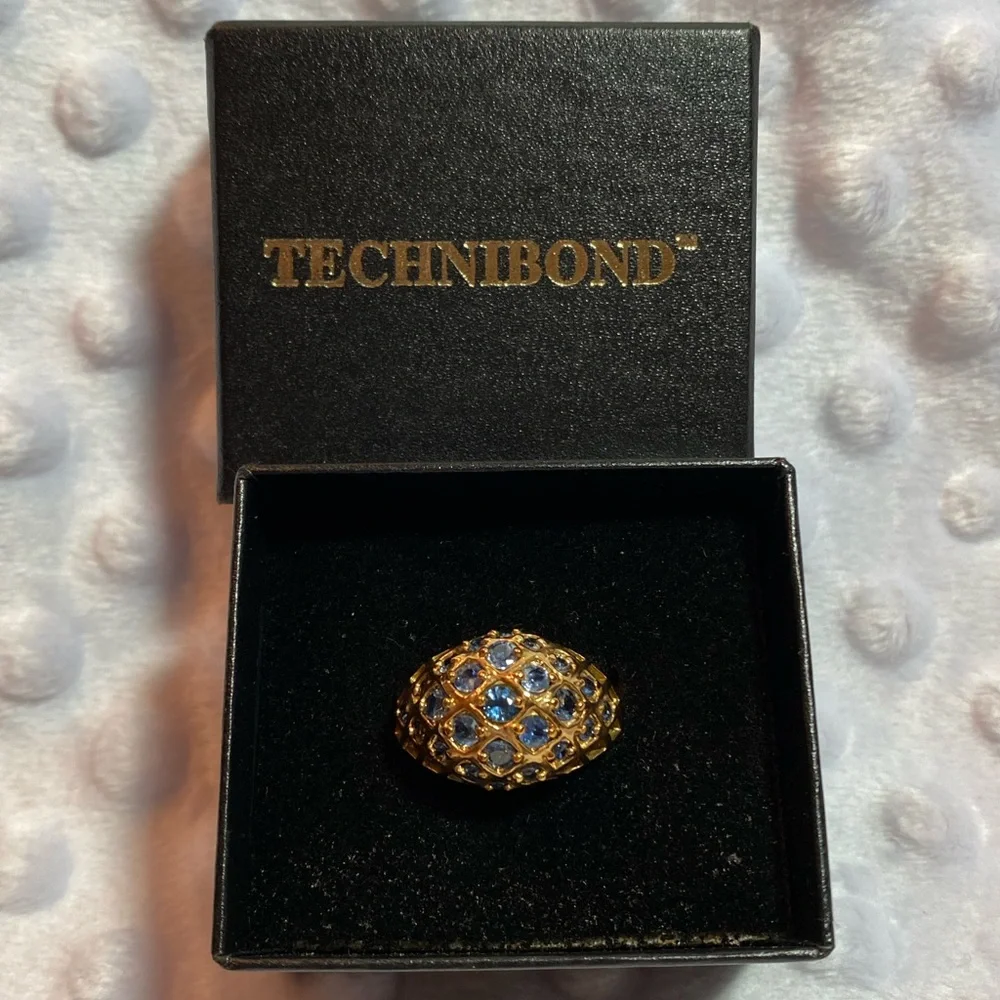 18 Karat Gold Plated Sterling Silver with Sapphires Technibond Ring