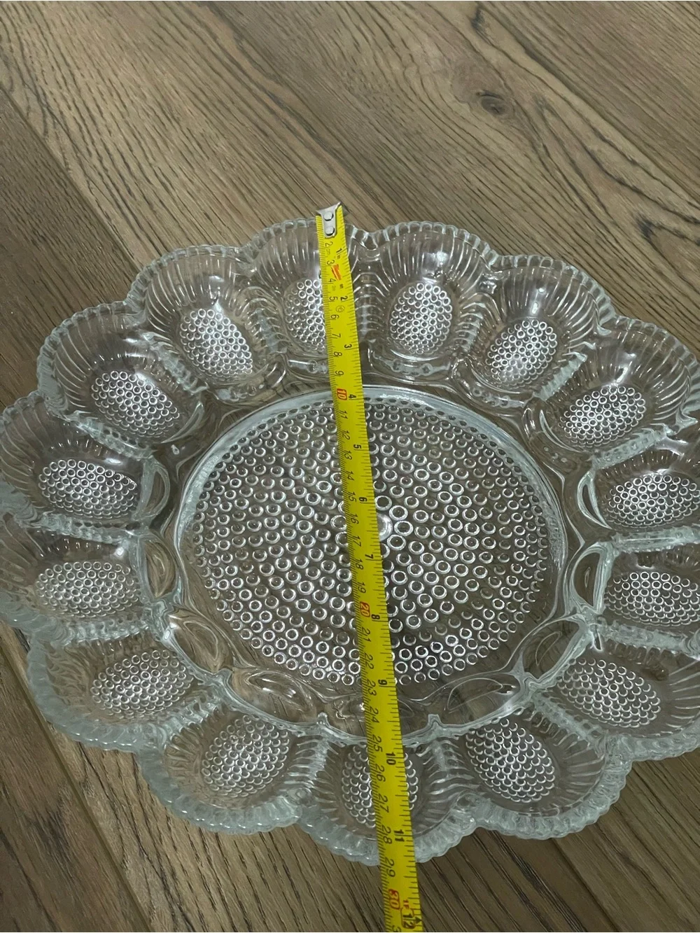 Vintage Clear Glass Hobnail Deviled Egg Plater‎
