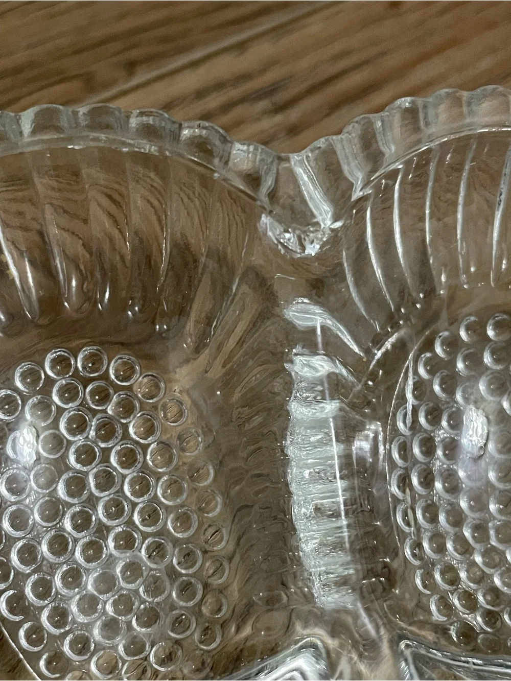 Vintage Clear Glass Hobnail Deviled Egg Plater‎