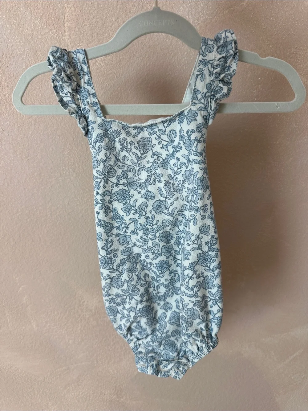 Mango Blue & White Floral Ruffle Strap One-Piece