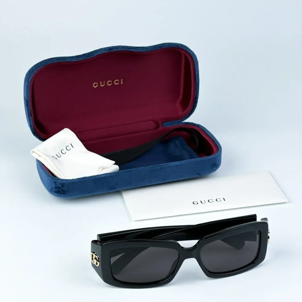 NEW Gucci GG1403S 001 Black Grey Unisex Rectangle Sunglasses GG 1403S
