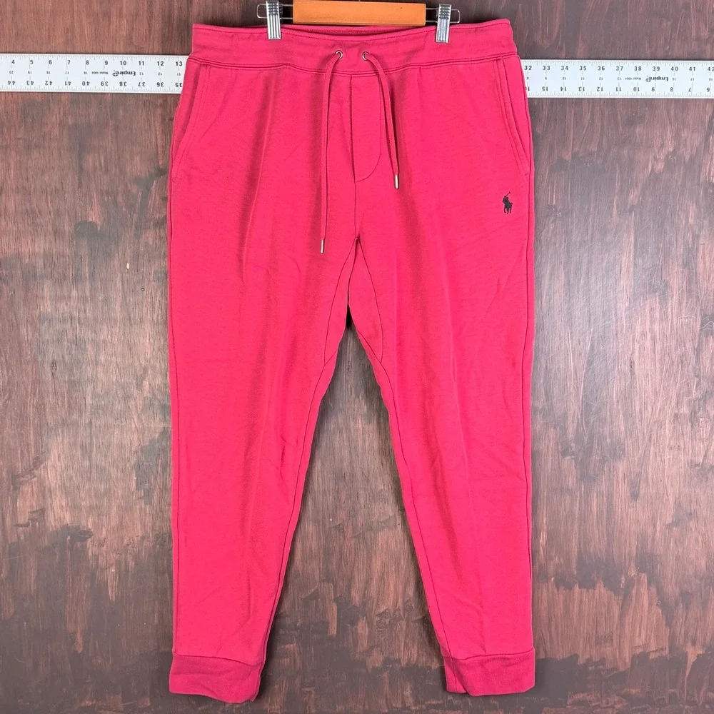 Polo Ralph Lauren Tapered Joggers‎ Sweatpants Pony Logo Red Bred Black Men Large