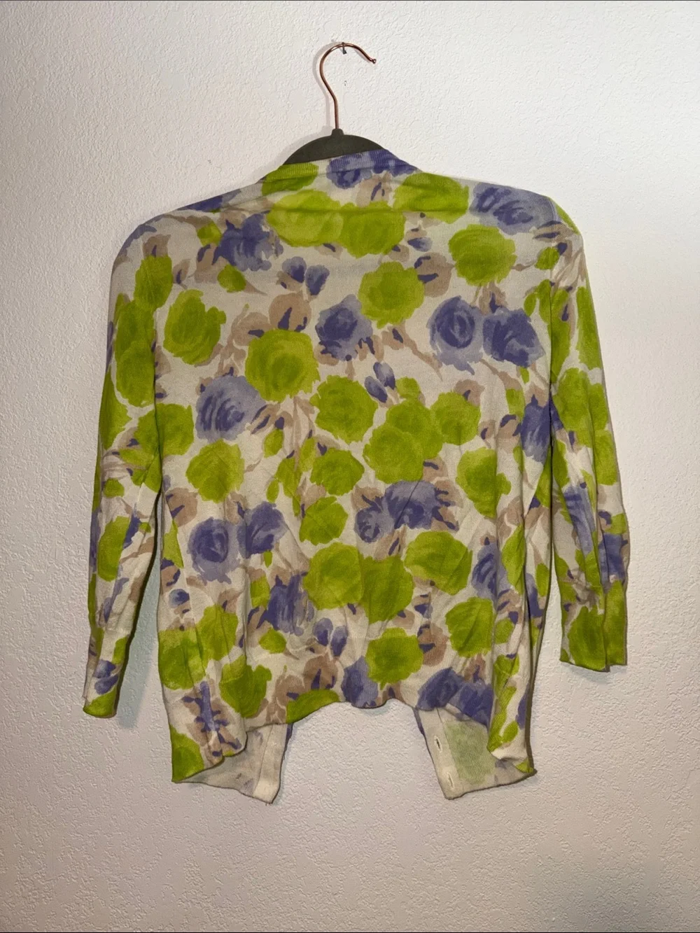 J. Crew Floral Button-Front Cardigan in Green & Purple