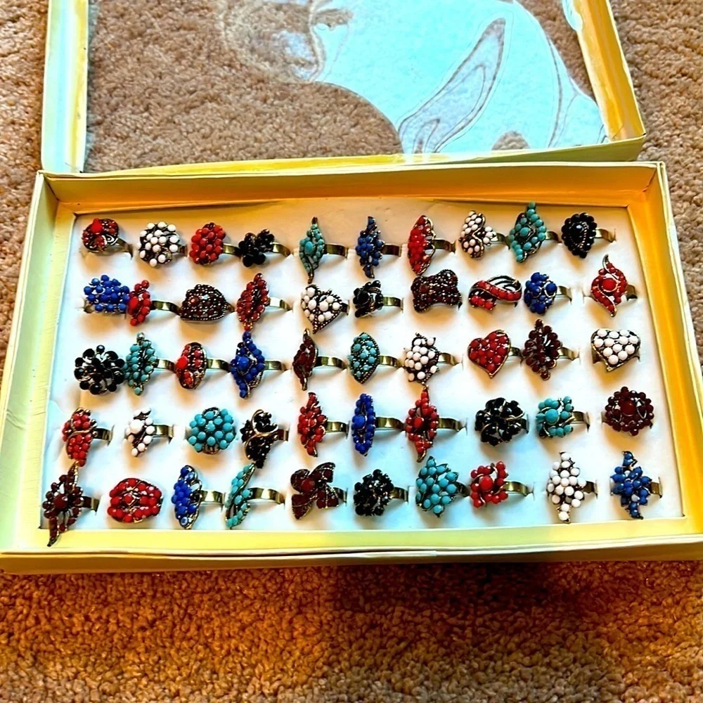 50 Adjustable retro fashion rings