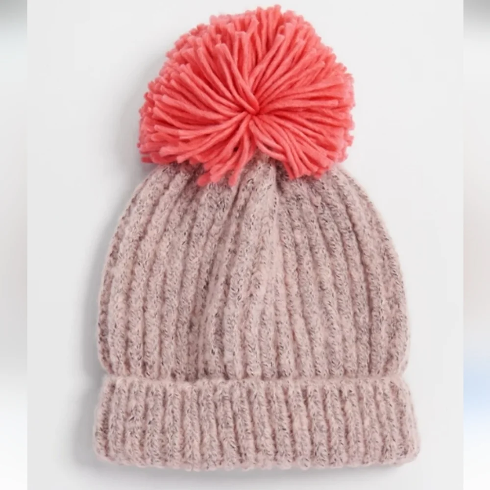 NWT Maurices Pink Knit Pom Beanie with Coral Pom