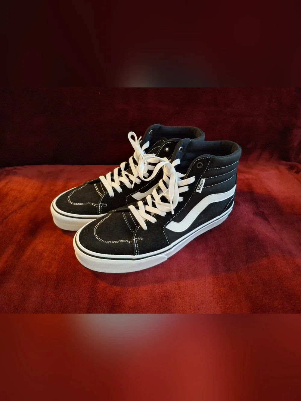 Vans Black and White High-Top Skate Sneakers