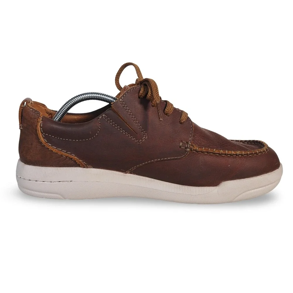 Clarks Driftway Low Wide Width Moc Toe Leather Sneakers Mens 9W Brown 26161391