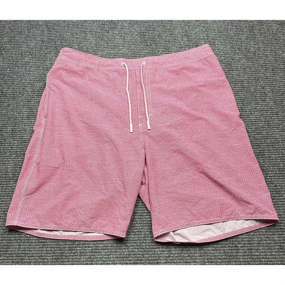 johnnie-O Swim Trunks Mens 2XL Pink Mesh‎ Lined Drawstring Elastic 8in Inseam