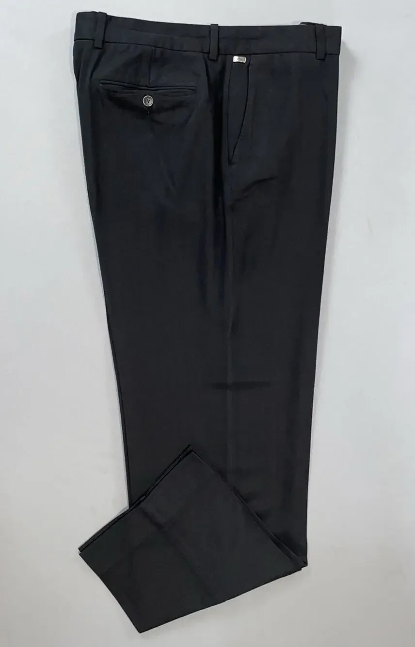 Tommy Bahama Flat Front Silk/Cotton Chino Pants. Black, Metal Logo. Men's 36X32.
