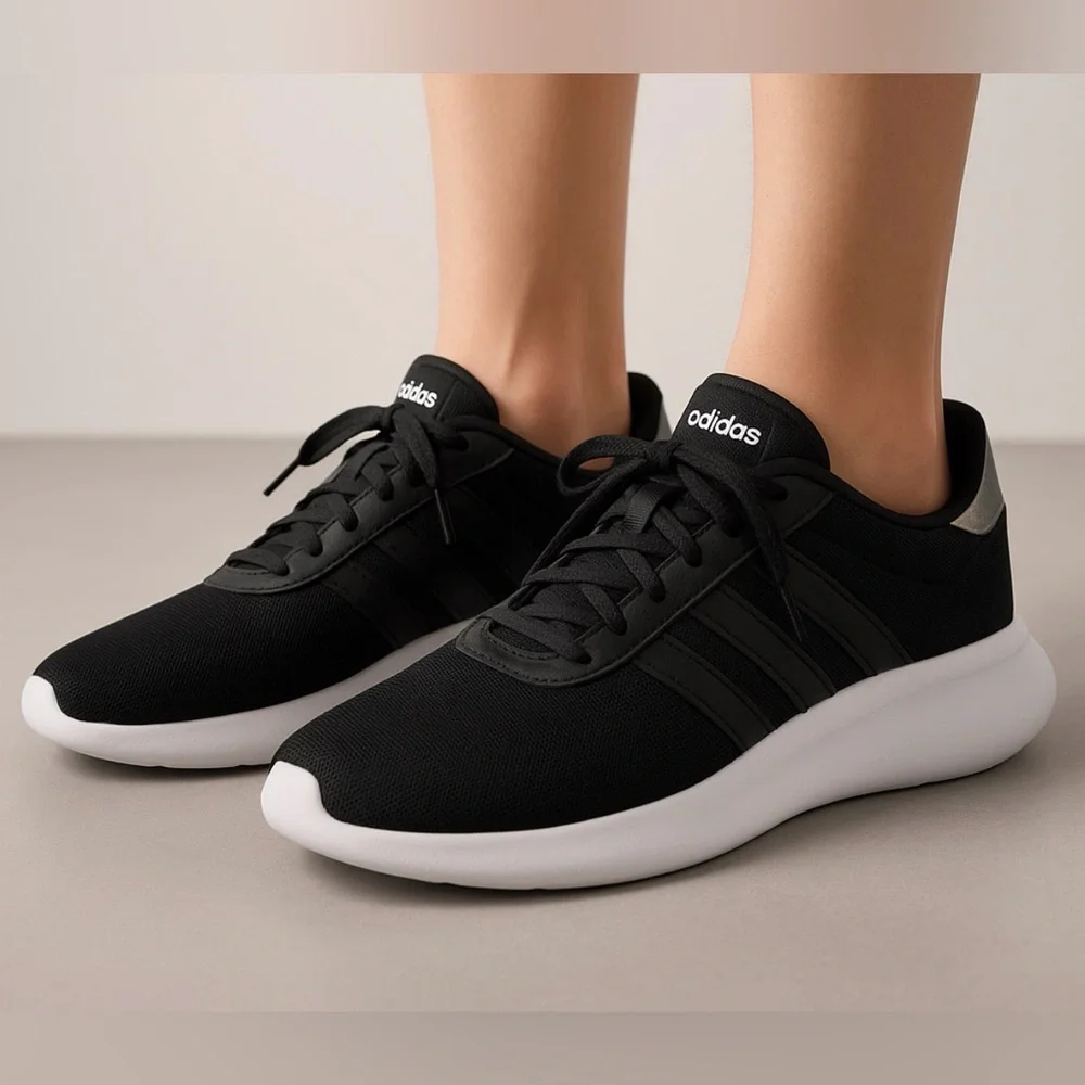 Adidas Men’s Size 8.5 Lite Racer Black Running Shoes(B72)✨✨
