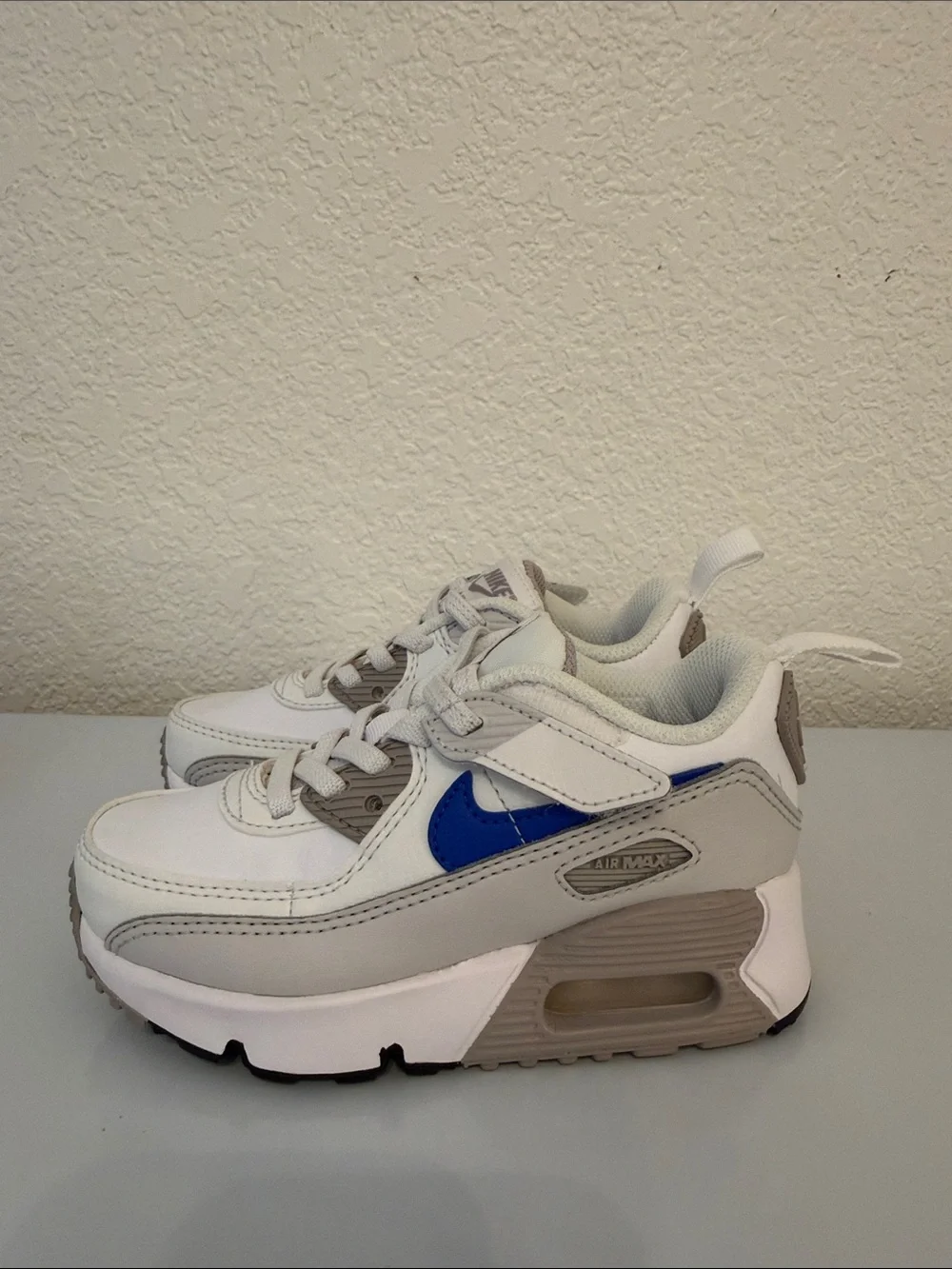 Nike Kids White, Light Gray & Blue Air Max-Style Sneakers