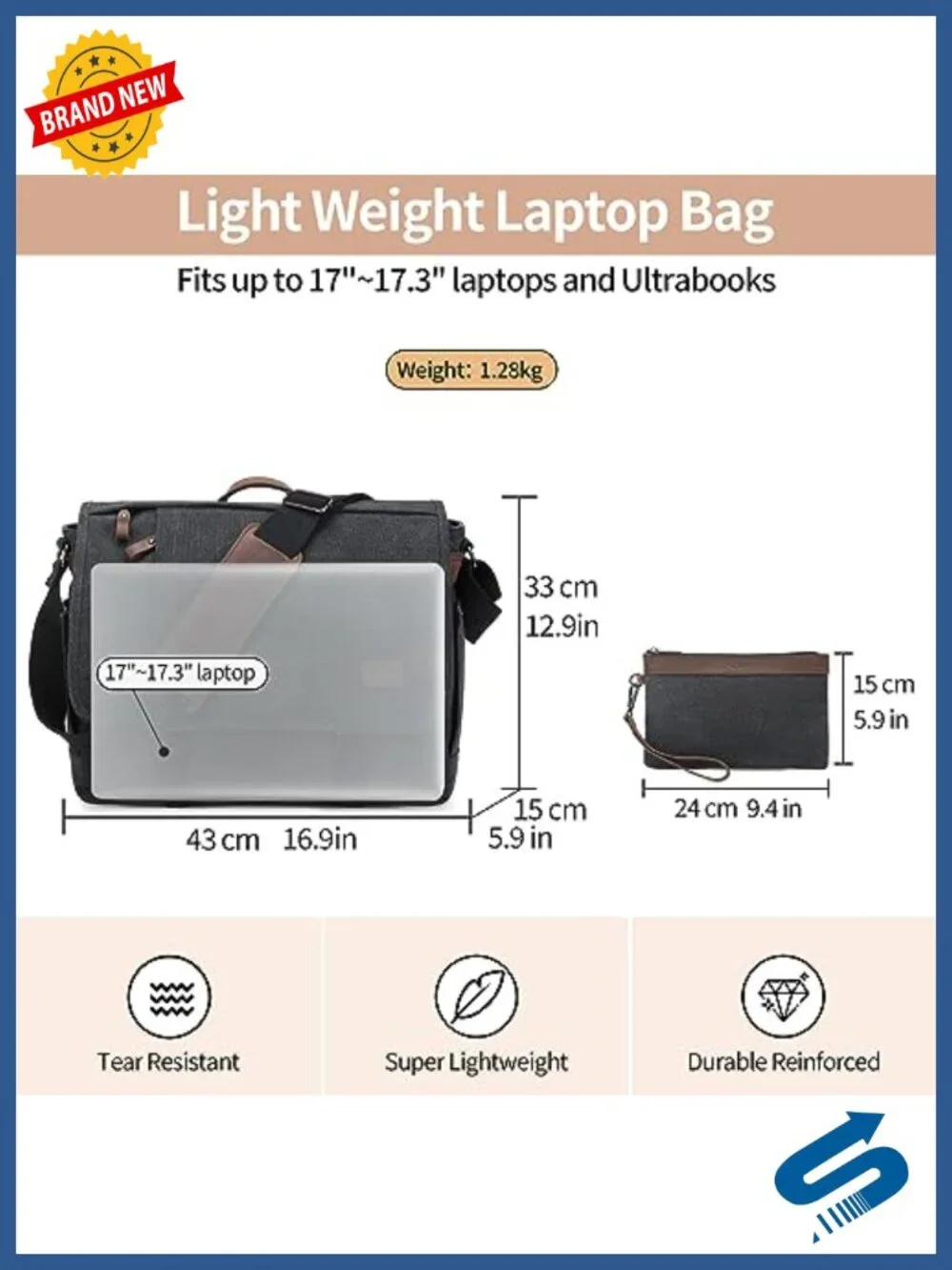 Canvas Messenger Bag 17-17.3