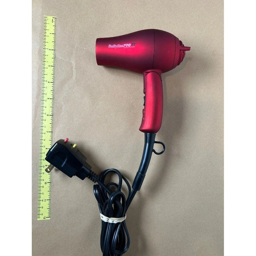 BaBylissPRO TT Tourmaline Titanium 1500 Red Folding Travel Hair Dryer BABTT053T