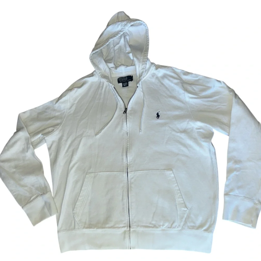 Polo by Ralph Lauren White Full-Zip Hooded Sweatshirt | Men’s Large