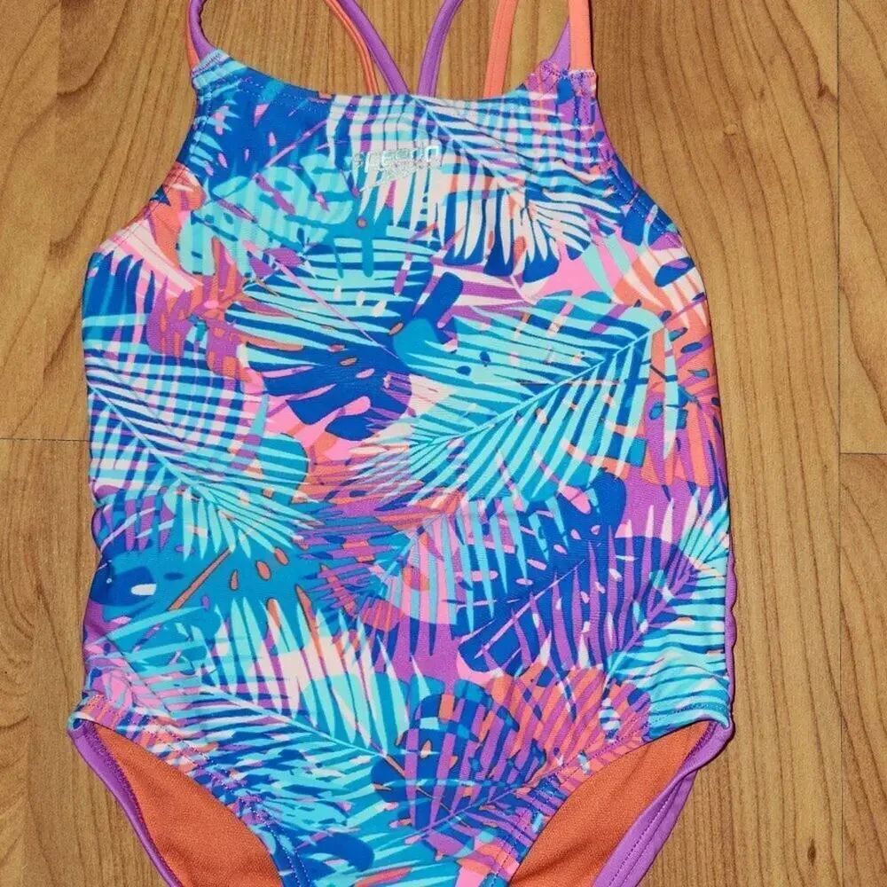 Speedo Leaves Design One Piece Swimsuit || xs EUC