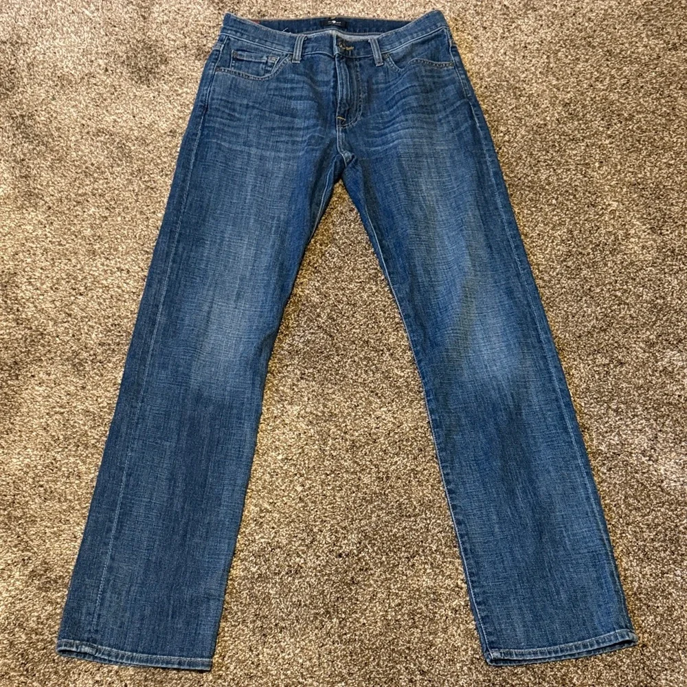 7 For All Mankind Men's Straight Blue Jeans