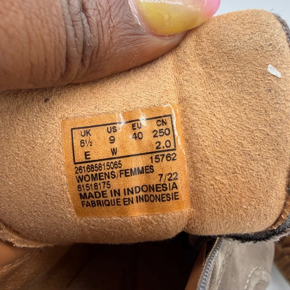 Clarks Nalle Lo Zip Dark Brown Taupe Nubuck Leather Ankle Boots Sneakers 9
