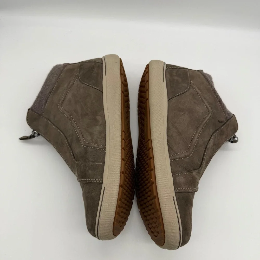 Clarks Nalle Lo Zip Dark Brown Taupe Nubuck Leather Ankle Boots Sneakers 9