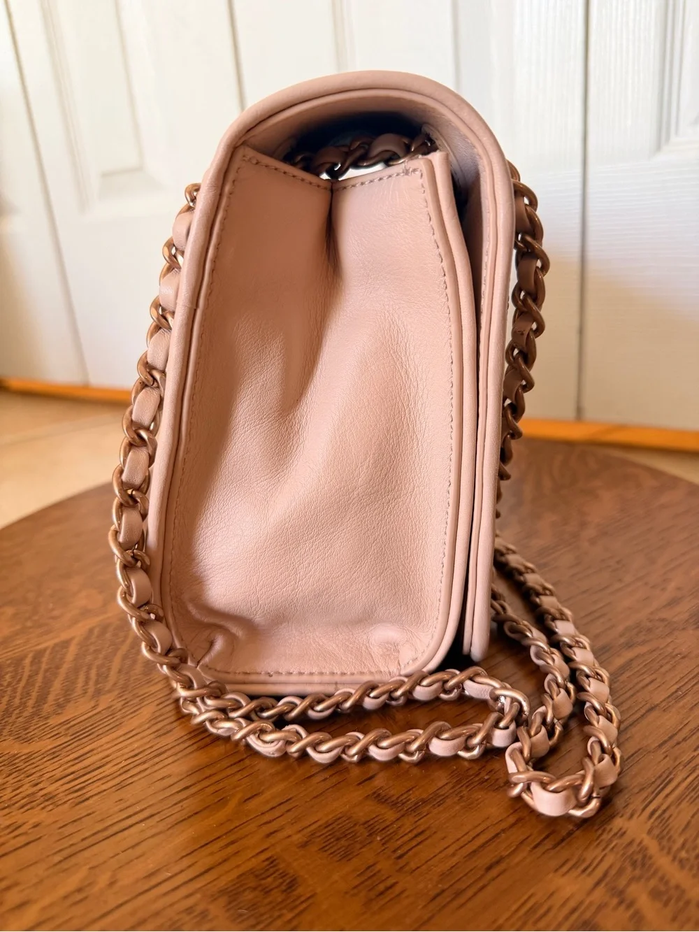 Tory Burch Pink, Taupe & Cream Quilted Chain Shoulder Bag