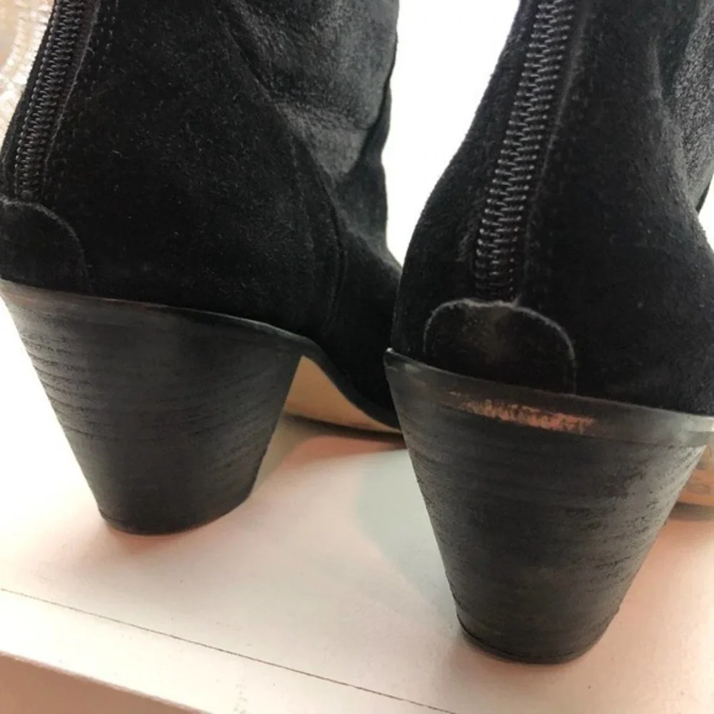BCBG generation black stacked heel booties leather