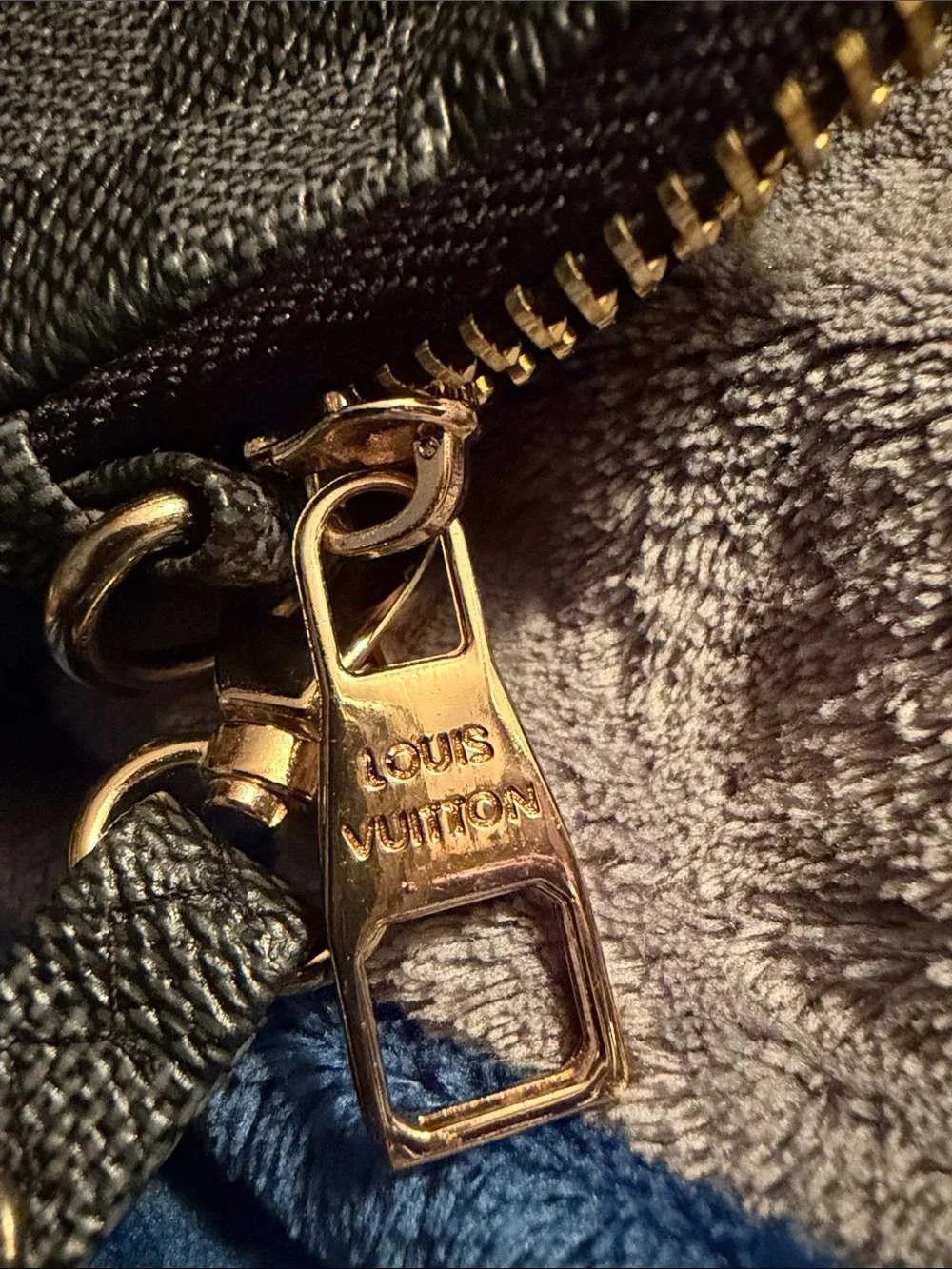 Black Bag with Gold Hardware and gray Accent filled
