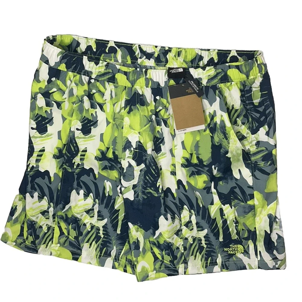 The North Face Shorts Men Sz XL Printed Class V Sharp Green Tropical Camo NWT