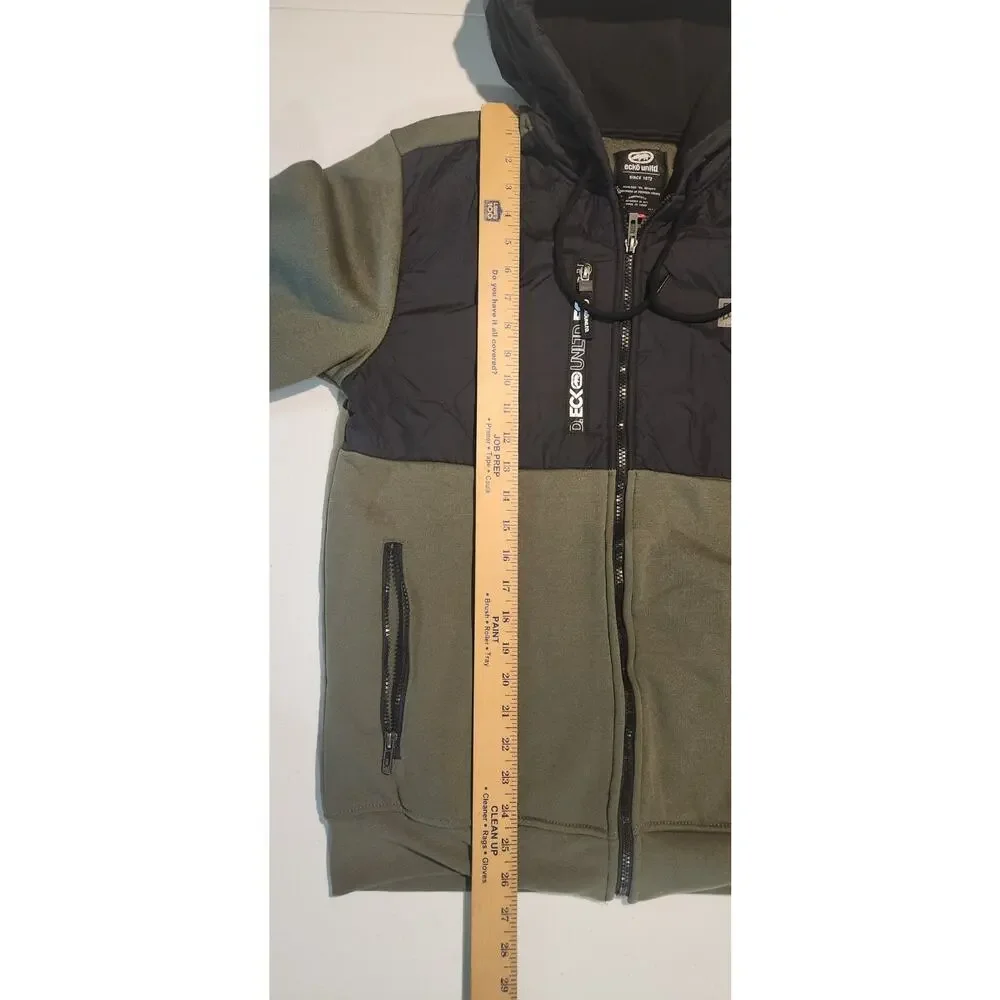 Ecko Unltd Men's Olive & Black Hoodie Jacket Zip Up Long Sleeve