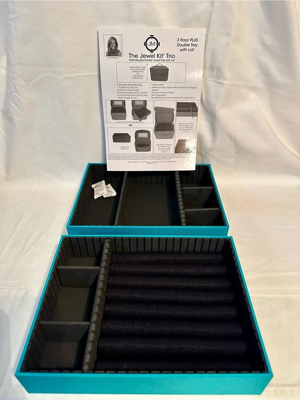 JM Collection Turquoise Women’s Travel Jewelry Case with Gold Hardware