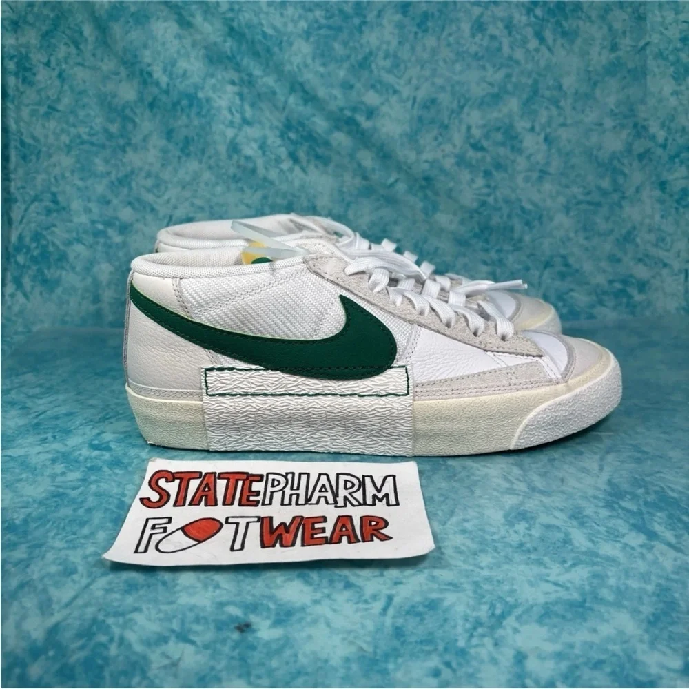 Nike Blazer Low Pro Club Women’s White Green Leather Mid Top Shoes Size 8W/6.5M