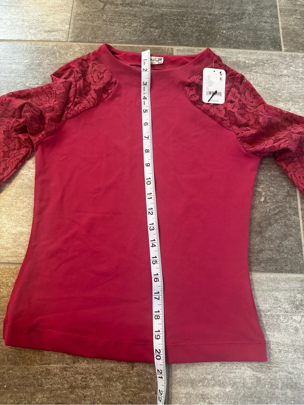Intimately free people, long sleeve, laced, sangria, XS, new