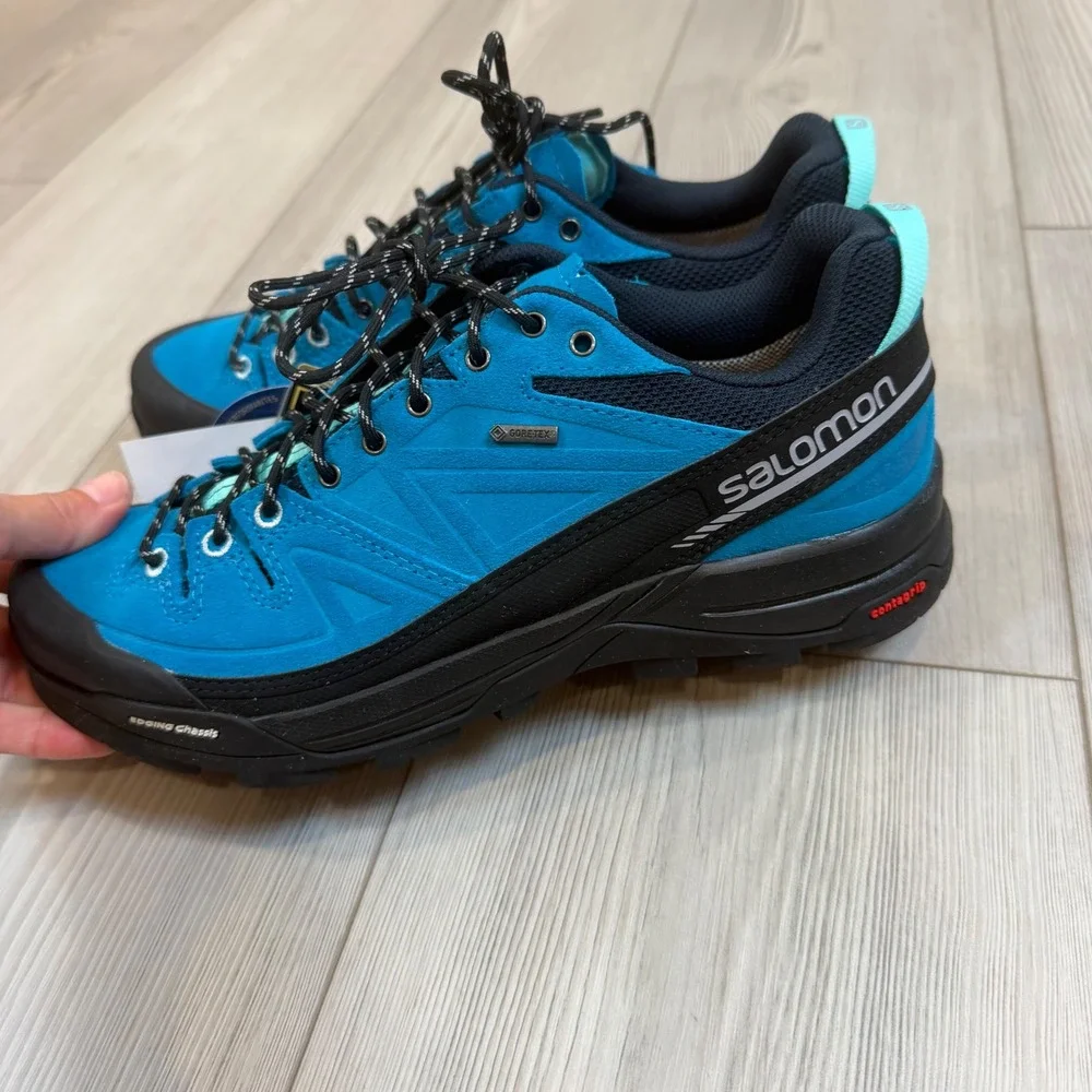 Salomon X Alp LTR GTX W Hiking Shoes Blue Gore-Tex 379271 Womens 8.5 NEW
