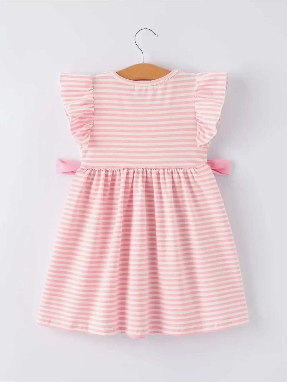 Rylee Faith Stripe Girls Dress Bow Smocked Ruffle Dress