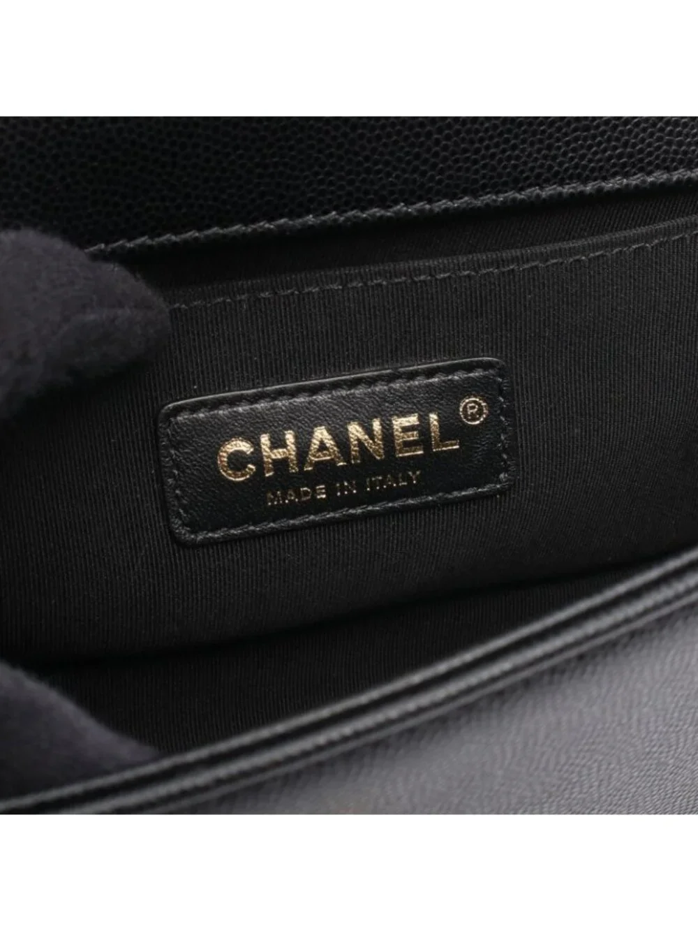 Chanel Shoulder Bag Boy Small Black Caviar Leather Chain