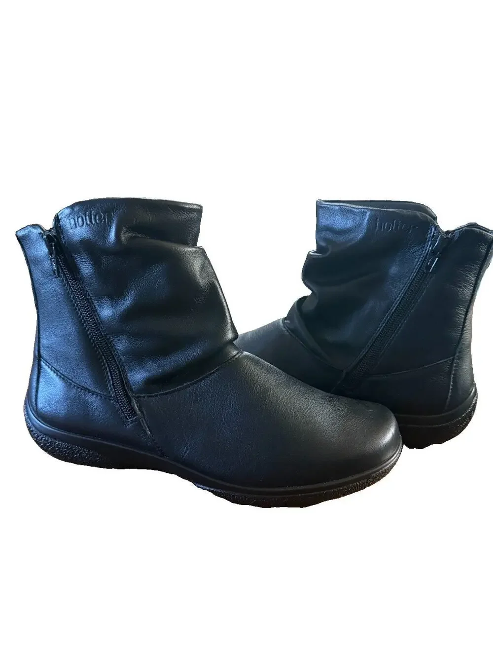 Hotter Whisper Black Leather Ankle Boots Women’s US 9.5 UK 7.5 Made England
