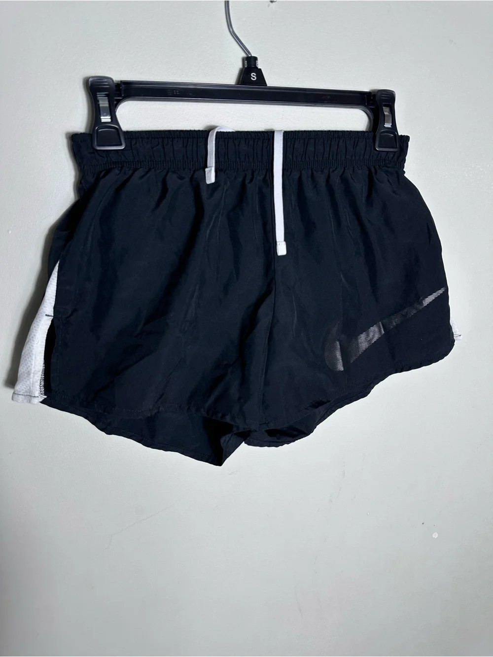 Nike Black Athletic Shorts with White Drawstring