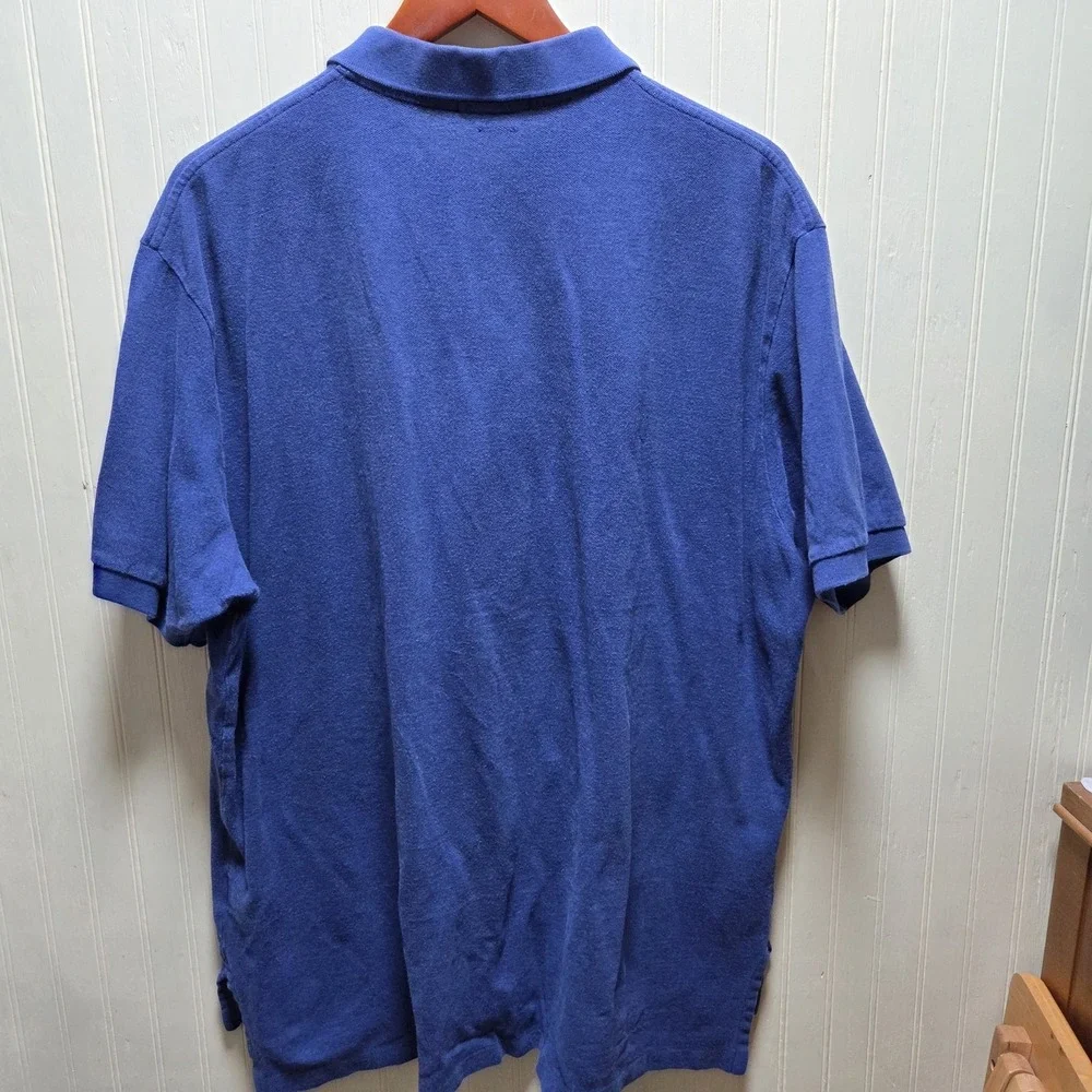 Polo Ralph Lauren Polo Shirt Mens‎ 2XL Blue Solid 100% Cotton Pony Logo Casual