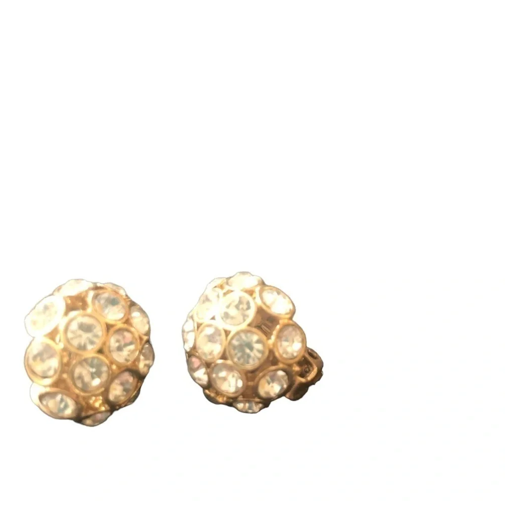 Vintage 4 Pair Clip On Earrings/Screw On Faux Pearl CZ Rhinestone Summer Fashion