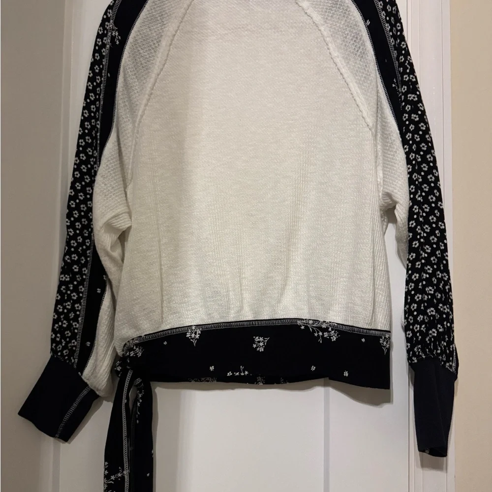 Free People Auxton Wrap Floral Top Black/White 90’s Boho Cottagecore Festival