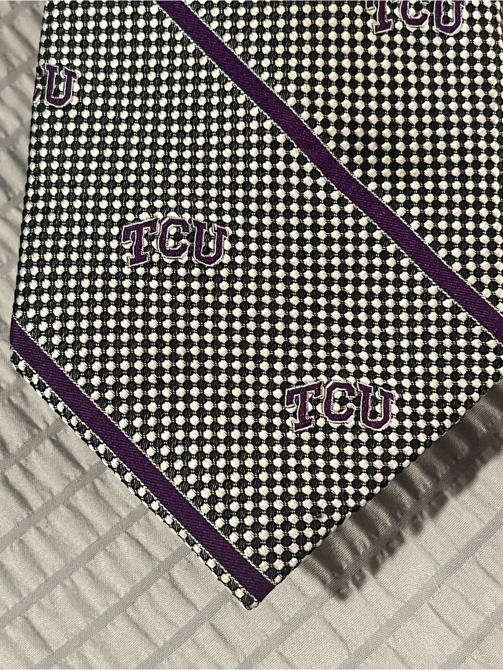 TCU Texas Christian University 100% Silk Neck Tie Rivetz of Boston Purple Logo