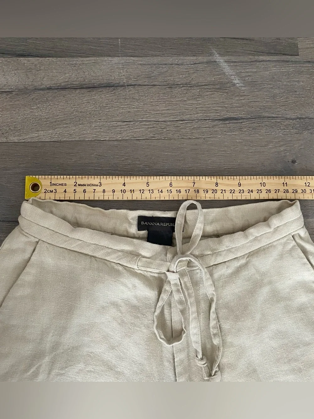 Vintage Banana Republic Cream 100% Linen Drawstring Pants Size 0