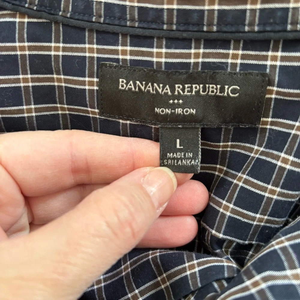 Banana Republic navy checkered