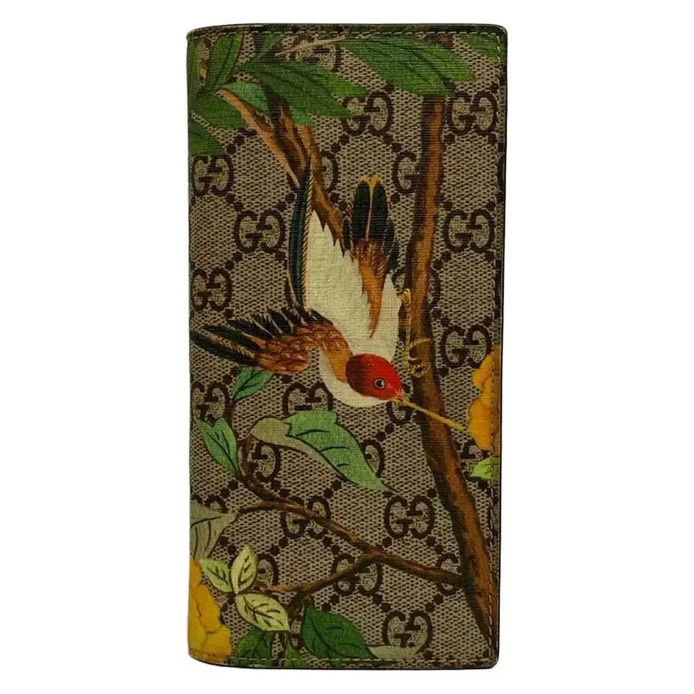 Gucci GG Supreme / Gucci Tian Long Wallet 427011 Dark Brown Beige Multi