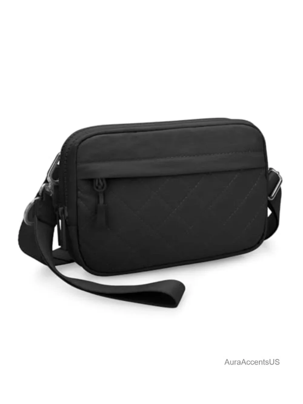 Quilted Crossbody Bag Small Wristlet Wallet RFID Card Slots Dual Pouch Clutch