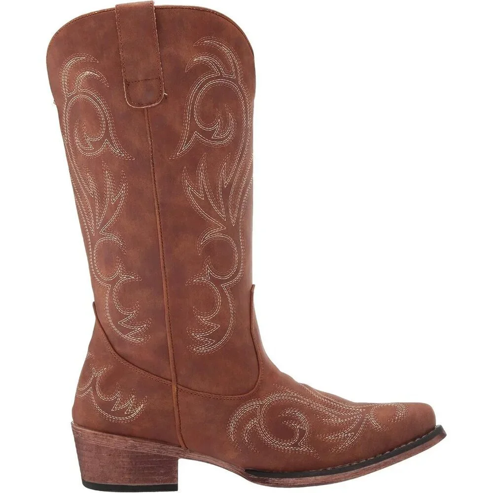 Women’s Bronze Riley Western Boot Vintage Boots Snip Toe Flexible Cowgirl Boots