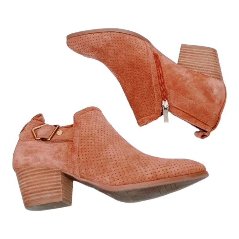 Franco Sarto Garfield Buckle Accent Zip Burnt Orange‎ Bootie