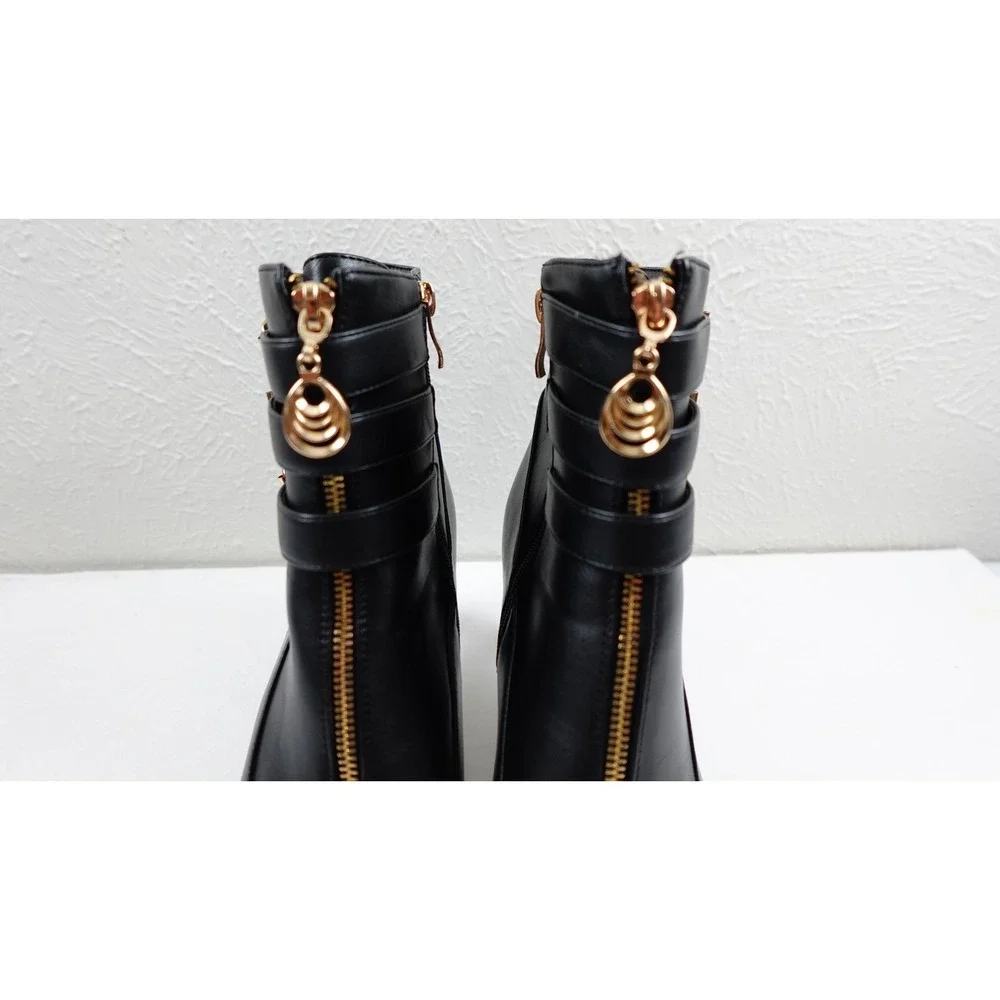 Women's IDIFU Black Buckle Strap Ankle‎ Boots Size 11