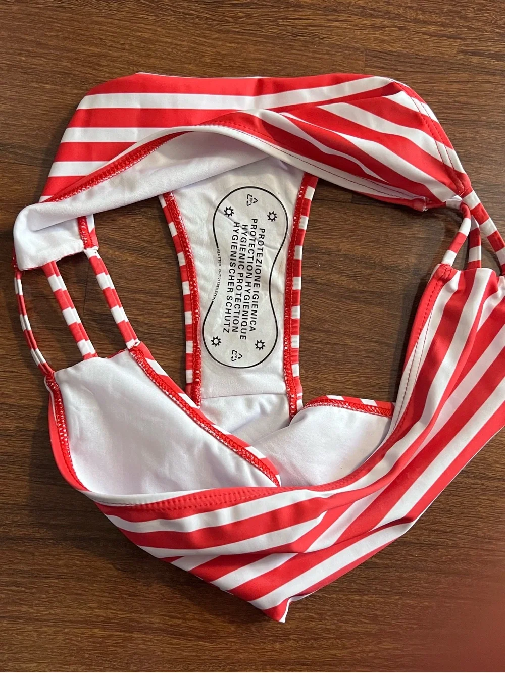 NWOT Red & White Striped Bikini Bottom Size Large